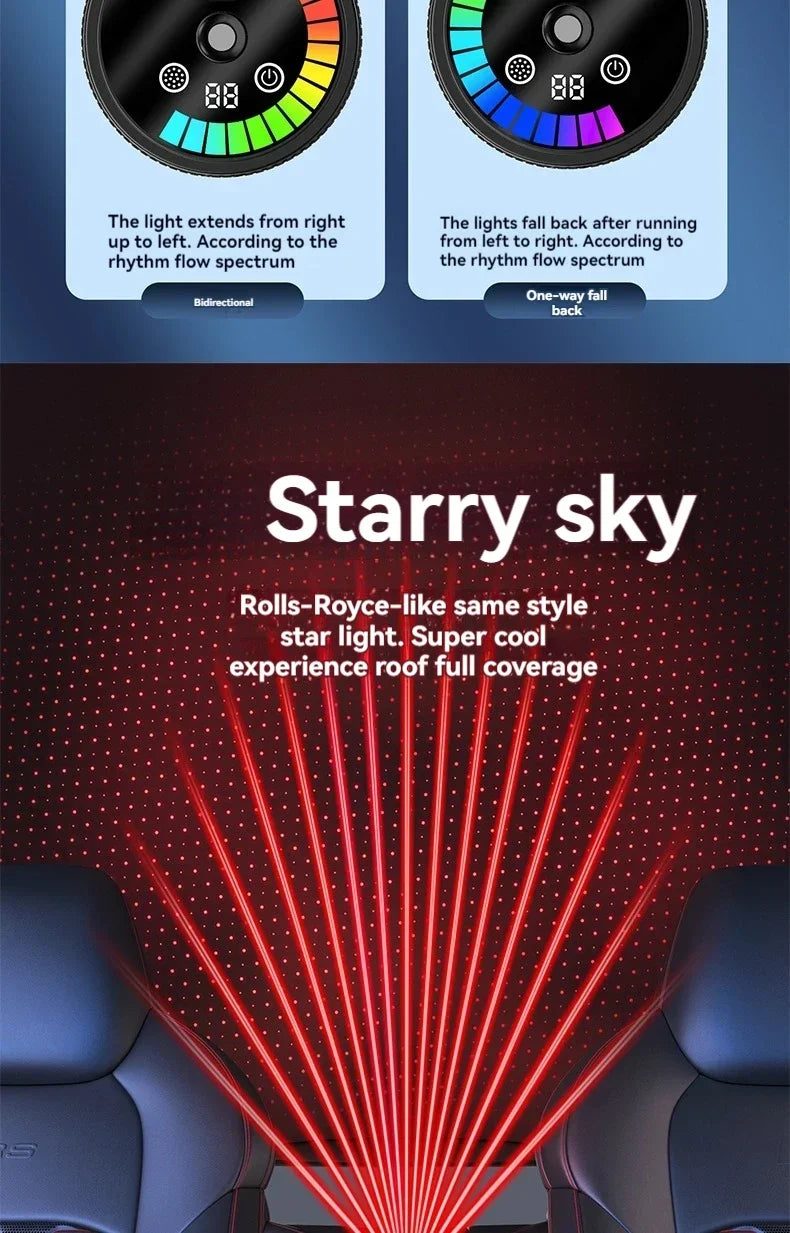 Smart Car Air Freshener Rechargeable Aroma Diffuser 5 Levels of Adjustable Intelligent  Diffuser Pickup Light Starry Sky Summit
