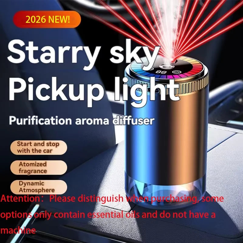 Smart Car Air Freshener Rechargeable Aroma Diffuser 5 Levels of Adjustable Intelligent  Diffuser Pickup Light Starry Sky Summit
